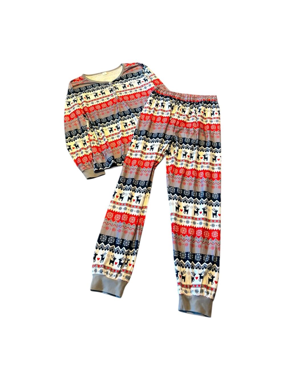Holiday Themed Christmas Reindeer Pajamas Size L NWOT